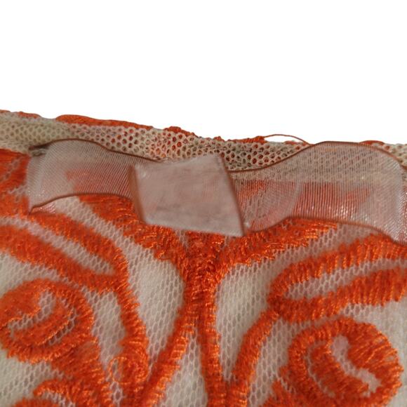 FOR LOVE & LEMONS Temecula Orange Dress Embroidered Lace Nude Size XS Boho Chic - Picture 6 of 11
